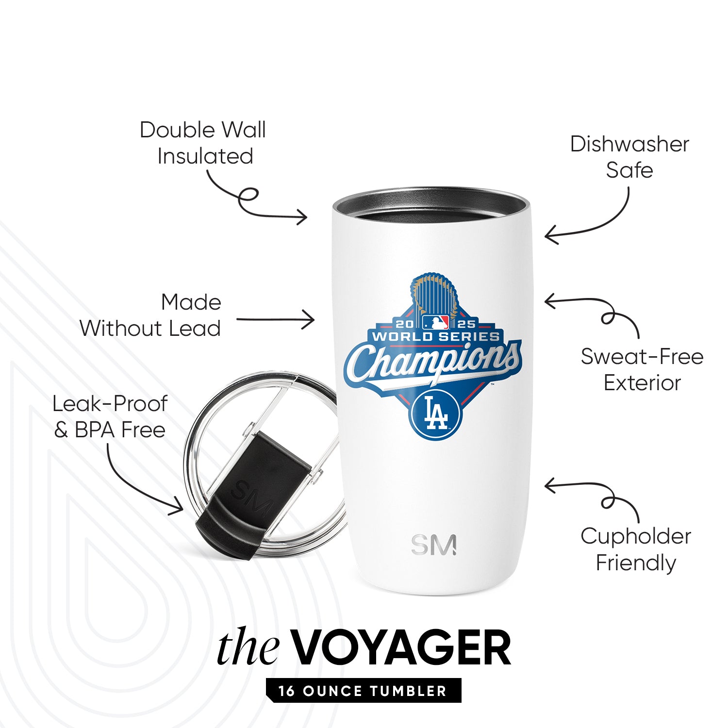 MLB Voyager Tumbler with Clear Flip Lid & Straw - Image 2
