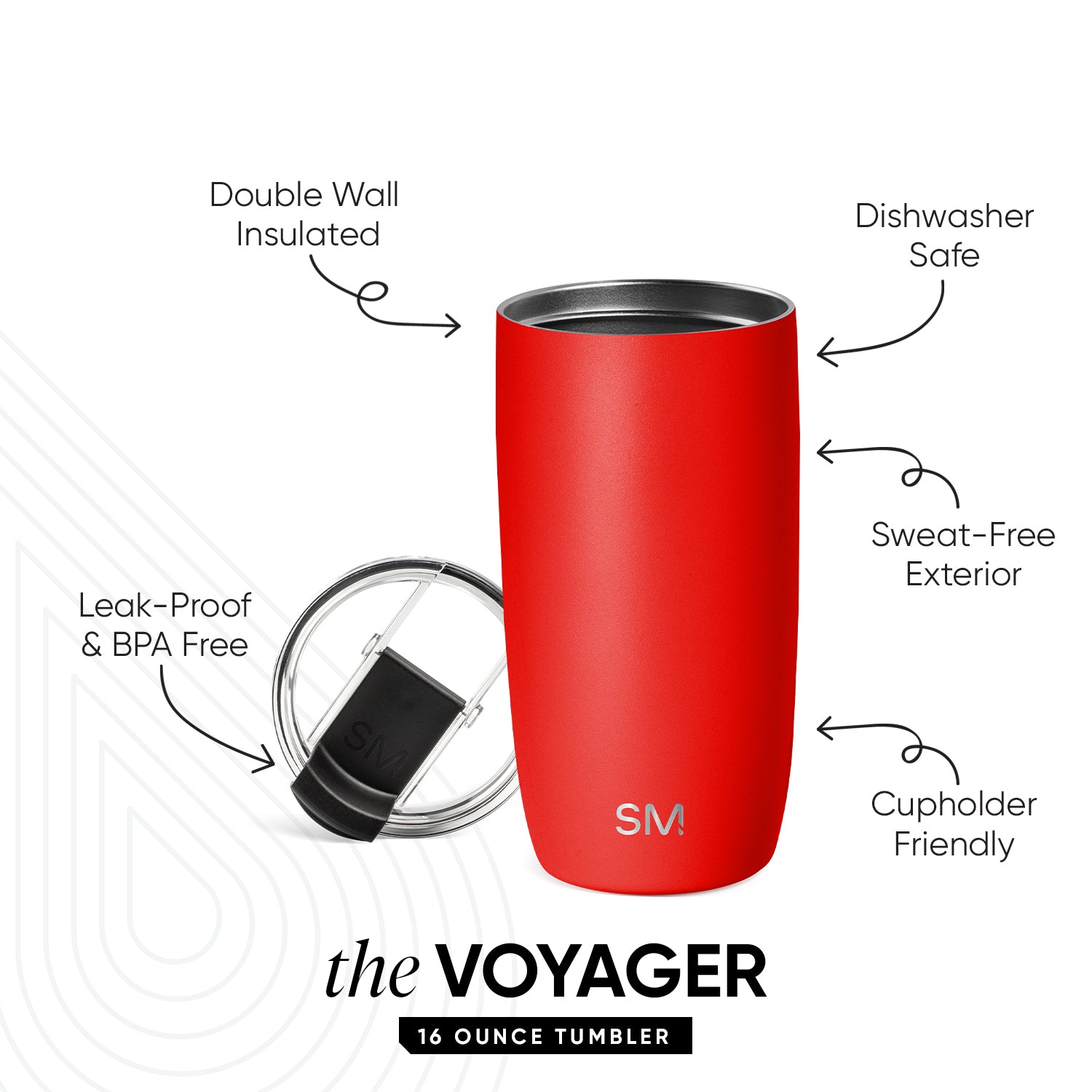 Voyager Tumbler with Clear Flip Lid & Straw - Image 2