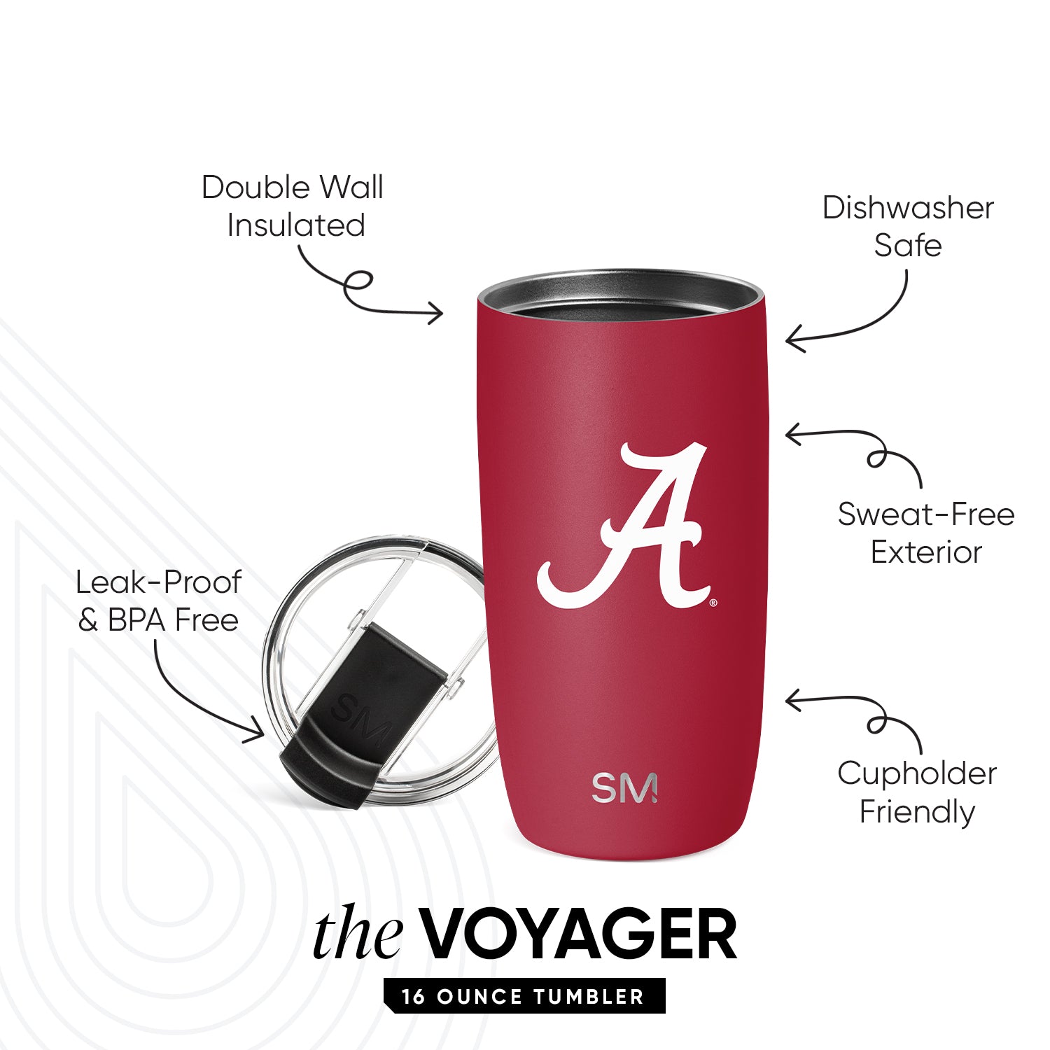 Collegiate Voyager Tumbler with Clear Flip Lid & Straw - Image 2