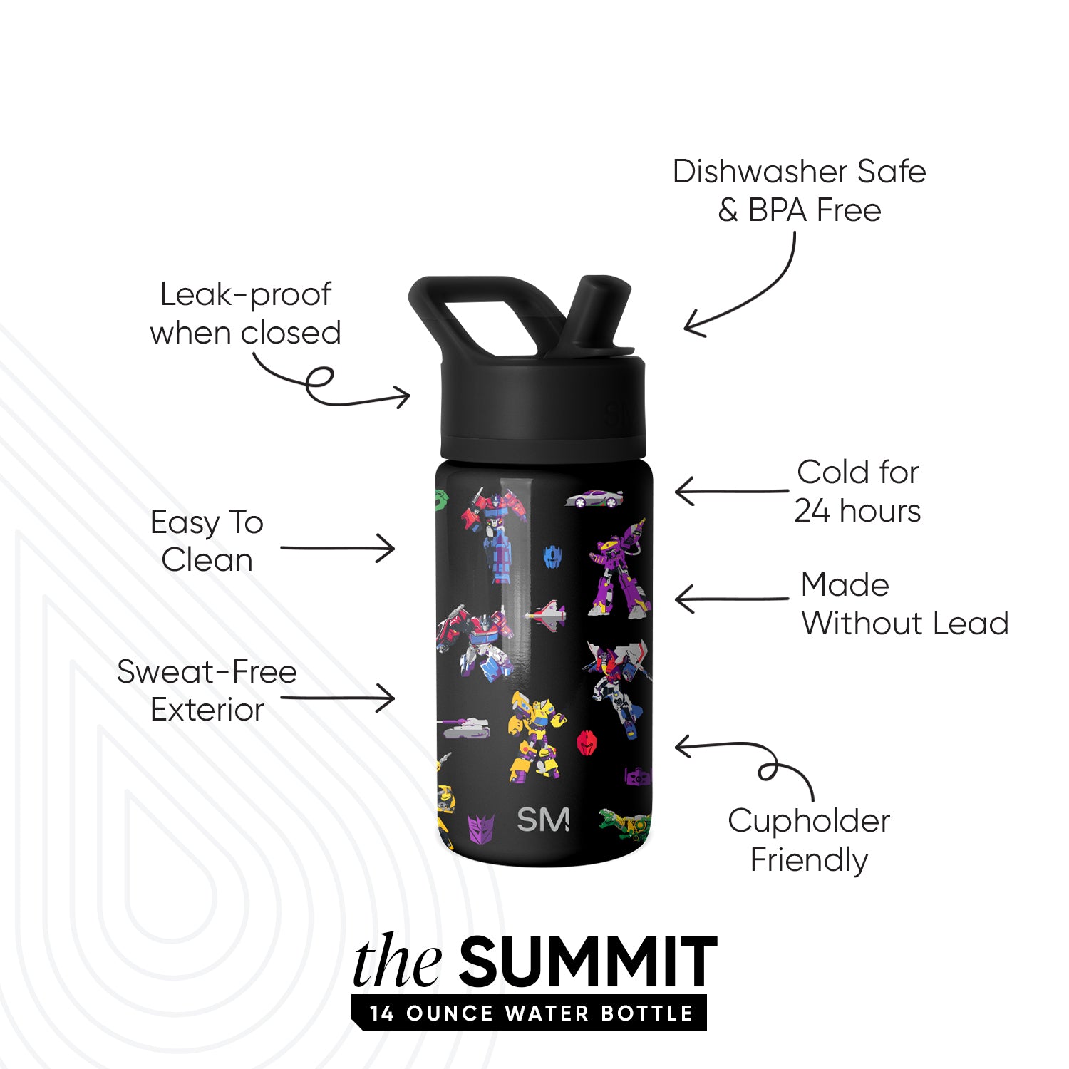 Summit Kids Water Bottle with Straw Lid - Image 2