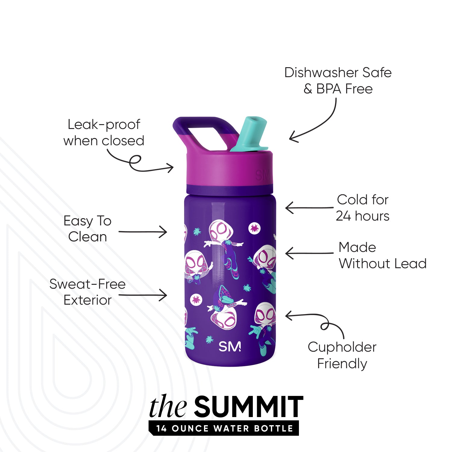 Summit Kids Water Bottle with Straw Lid - Image 2