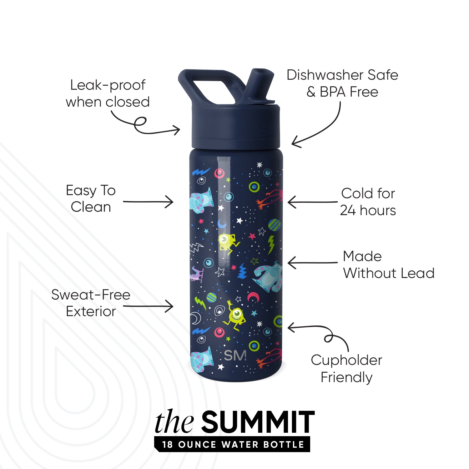 Summit Kids Water Bottle with Straw Lid - Image 2