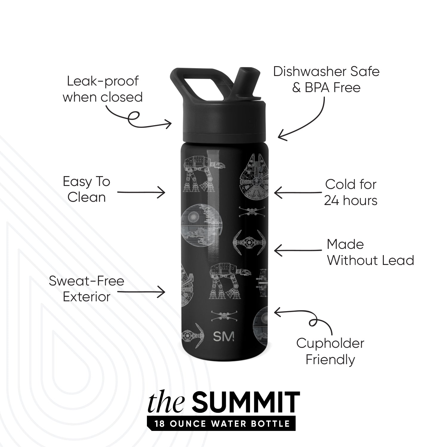 Summit Kids Water Bottle with Straw Lid - Image 2